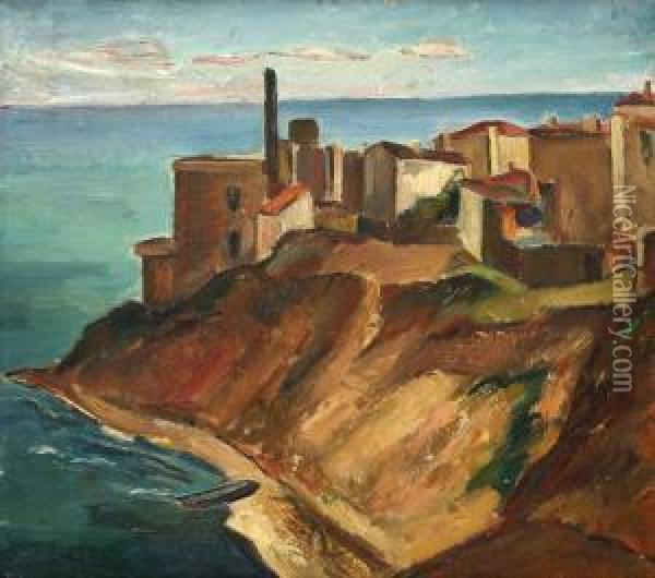 Cliffs In Constanta Oil Painting - Petre Iorgulescu Yor