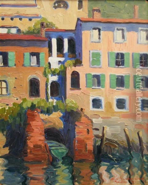 Gondola Oil Painting - Marin H. Georgescu