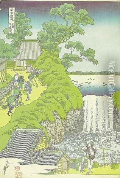 Aoigaoka Waterfall in the Eastern Capital (Toto Aoigaoka no taki) Oil Painting - Katsushika Hokusai