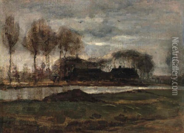 Farmhouse, Towards Evening Oil Painting - Piet Mondrian