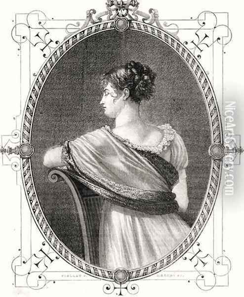 Portrait of Madame Recamier 1777-1849 engraved by Antoine Auguste Ernest Hebert 1817-1908 Oil Painting - Viollat, Eugene Joseph
