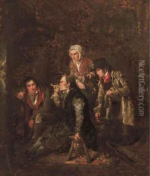 A fireside tale Oil Painting - Edward Villiers Rippingille