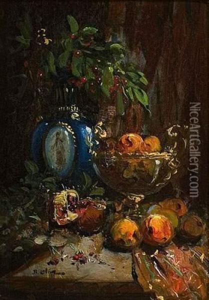 Nature Morte Aux Fruits. Oil Painting - Jean-Baptiste Olive