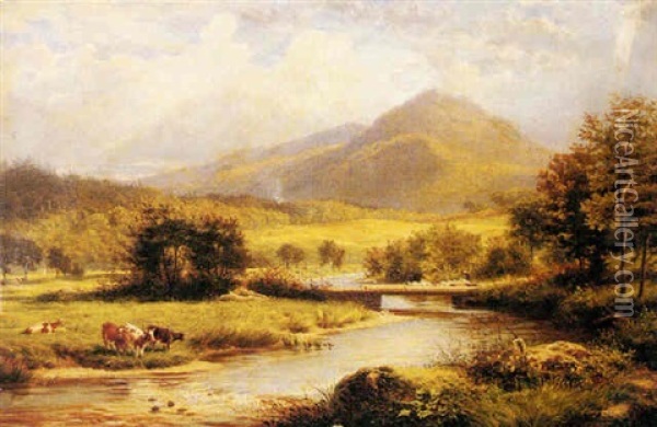 A Valley In Wales Oil Painting - Alfred Augustus Glendening Sr.
