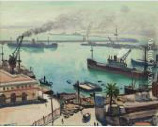 Property From A Private Collection
 

 
 
 

 
 Le Port, Fumees Oil Painting - Albert Marquet