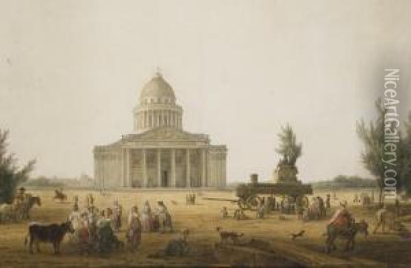 Vue Du Pantheon Et Le Char De L'etre Supreme Au Premier Plan Oil Painting - Jean-Baptiste Hilaire