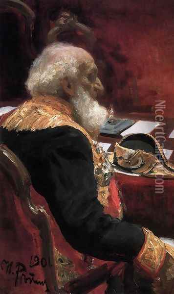 Portrait of geographer, statistician, honorary member of the Academy of Sciences and Academy of Arts and member of Oil Painting - Ilya Efimovich Efimovich Repin