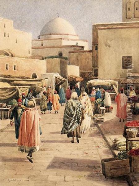 Tuniszi Utca Oil Painting - Jeno, Eugene Koszkol