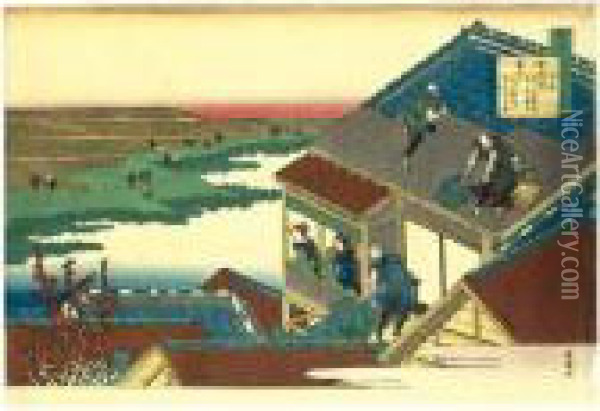 Ise From The Series ````hyakunin
 Isshu Ubaga Etoki' (one Hundred Poems As Explained By The Nurse) Oil Painting - Katsushika Hokusai