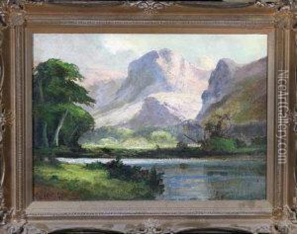 Heron Crag, Langstrath, Borrowdale Oil Painting - Frank Thomas,francis Carter