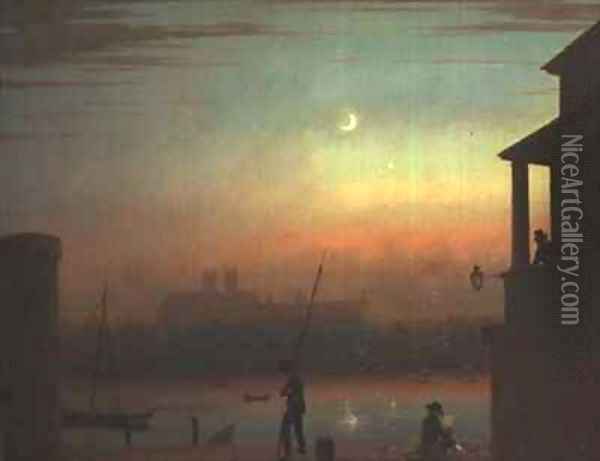 The Thames by Moonlight Oil Painting - Thales Fielding