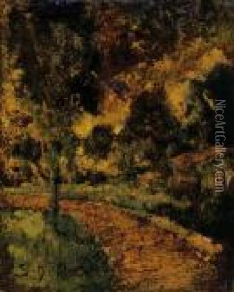 Forest Path Oil Painting - Hugo Scheiber