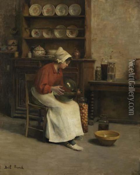 Jeune Femme Preparant Les Fruits Oil Painting - Franck Antoine Bail