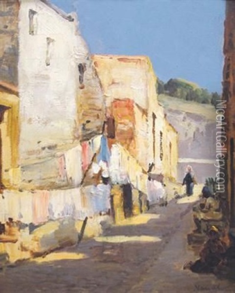 In Old Cape Town, Malay Quarter Oil Painting - Pieter Hugo Naude