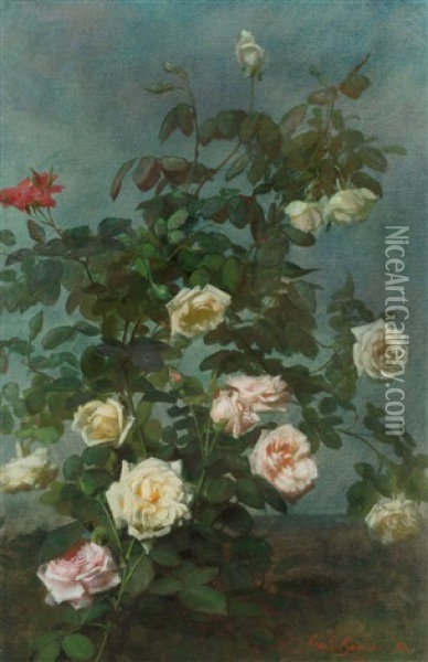Spray Of Roses Oil Painting - George Cochran Lambdin