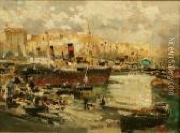 Veduta Del Porto Di Napoli Oil Painting - Vincenzo Irolli
