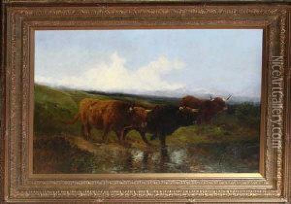 Crossing The Moor Oil Painting - Thomas Henry Gibb