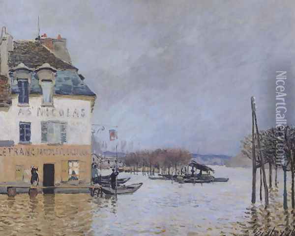 The Flood at Port-Marly, 1876 2 Oil Painting - Alfred Sisley