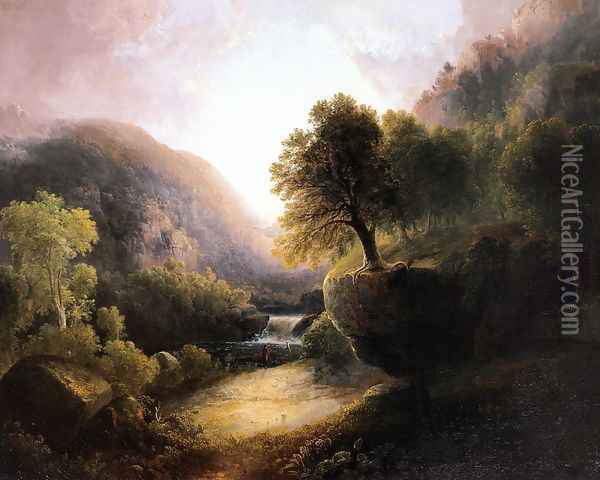 River Landscape Oil Painting - Thomas Doughty