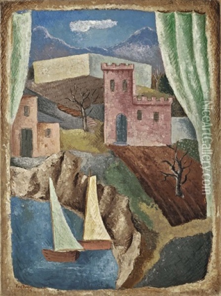 Il Castello Oil Painting - Renato Paresce