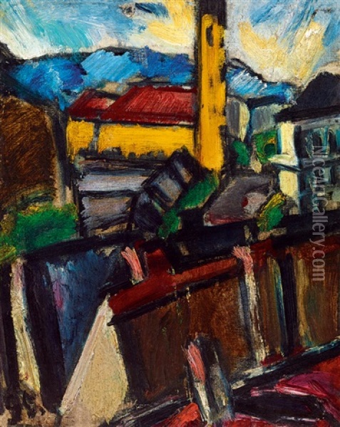 Landscape With A Church Oil Painting - Sandor Galimberti