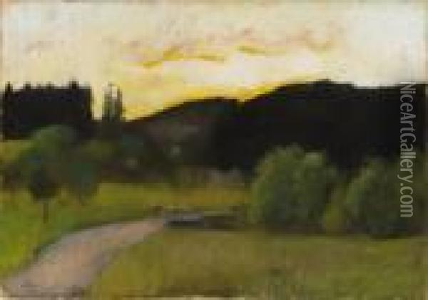 Thuringian Landscape Oil Painting - Lesser Ury