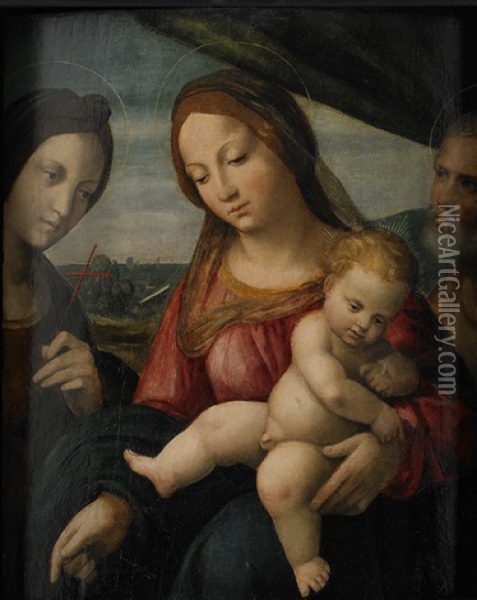 Jungfru Maria Och Jesubarnet Oil Painting - Girolamo Marchesi da Cotignola
