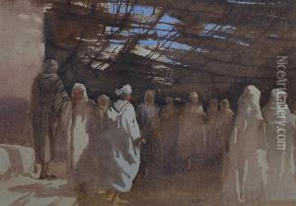 In The Kaisariyah, Marrakesh Oil Painting - Robert Burns