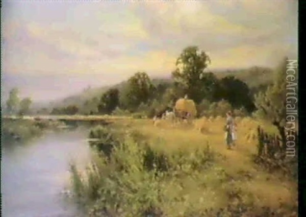 Near Great Marlow On The Thames Oil Painting - Henry H. Parker