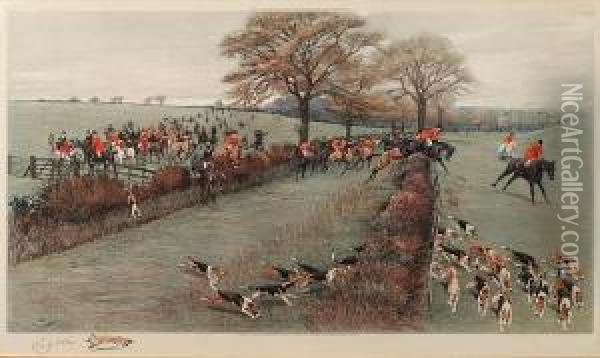 The South Berks Hunt; The Devon And Somerset;the Garth Hunt Oil Painting - Cecil Charles Aldin