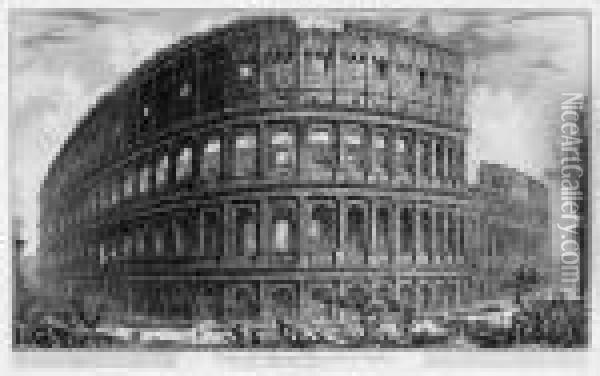 Veduta Dell' Anfiteatro Flavio, Detto Il Colosseo Oil Painting - Giovanni Battista Piranesi
