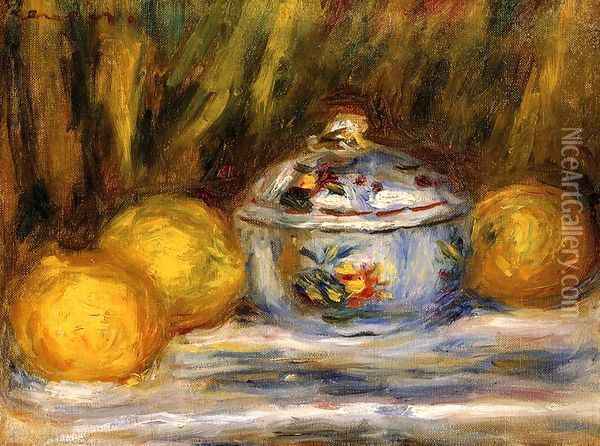 Sugar Bowl And Lemons Oil Painting - Pierre Auguste Renoir