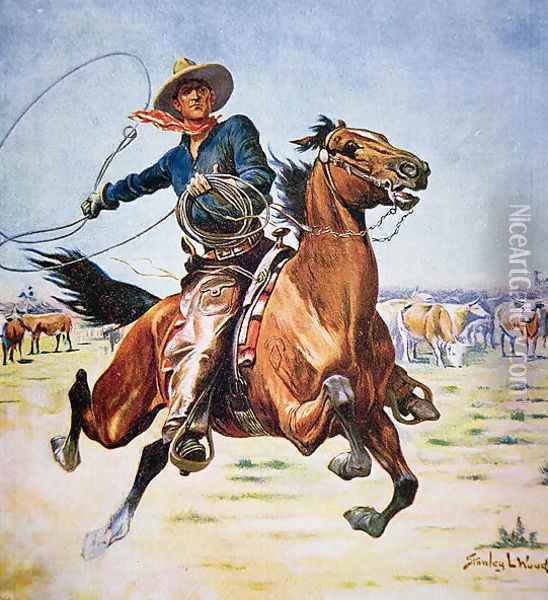Texas Cowboy Oil Painting - Stanley L. Wood