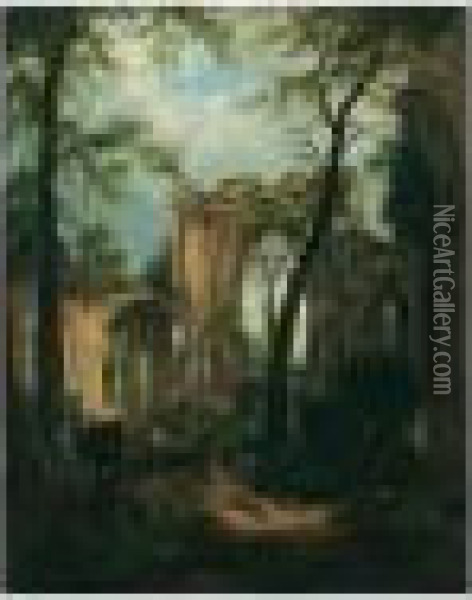 Netley Abbey Oil Painting - Snr William Shayer