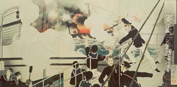 The Terrible War of General Sakamoto, 1894 Oil Painting - Toshiyoshi