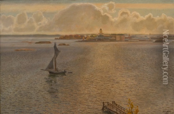 View Over Suomenlinna Oil Painting - Antti Faven