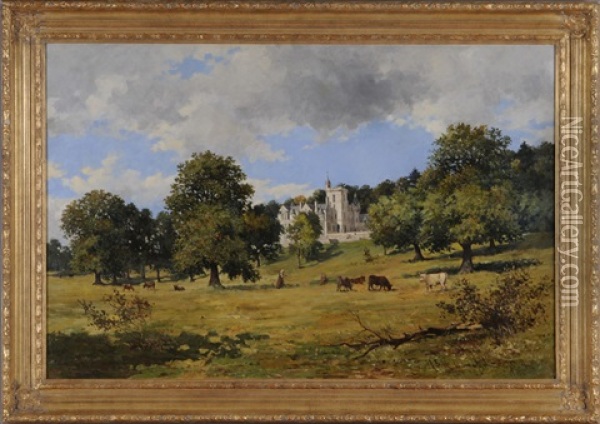 View Of A Scottish Manor House Oil Painting - John Blake McDonald