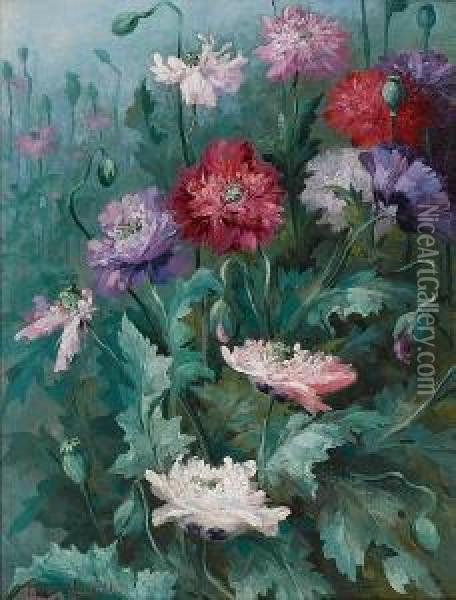 Poppies Oil Painting - Albert Tibule Furcy De Lavault