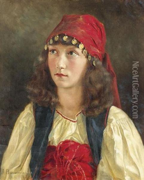 Junge Zigeunerin. Oil Painting - Ida Baumann