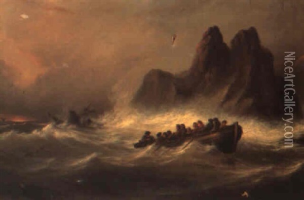 Excape From The Wreck Oil Painting - George Robert Bonfield