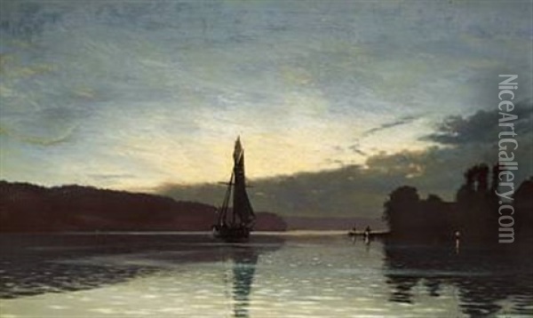 Midsummer Night In Svendborgsund Oil Painting - Carl (Jens Erik C.) Rasmussen