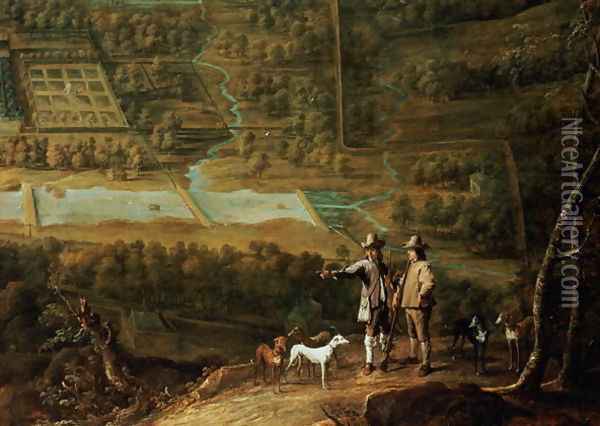 Landscape with sportsmen Oil Painting - David The Younger Teniers