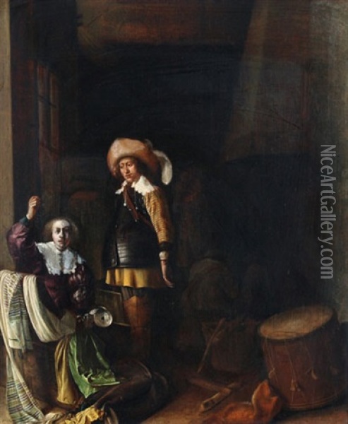 Interieurszene Mit Edeldame Und Edelmann Oil Painting - Willem Cornelisz Duyster