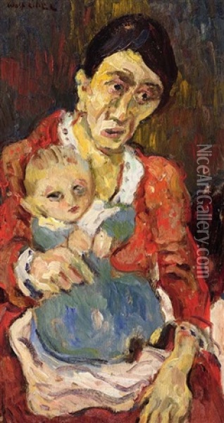 Motherhood Oil Painting - Wolf Kibel