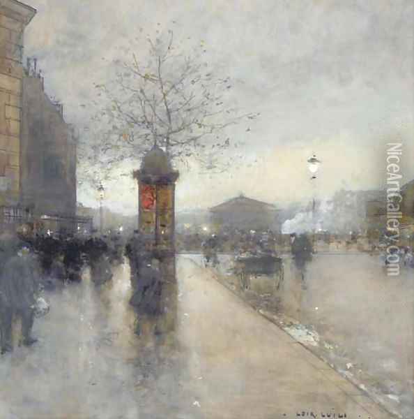 Scene de rue, Paris Oil Painting - Luigi Loir