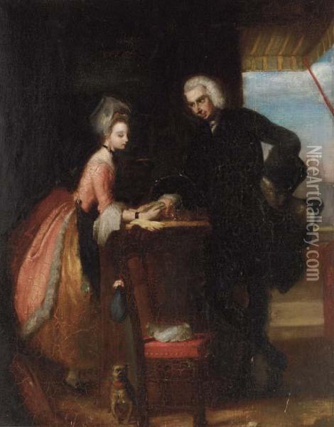 Yorick And Grisette At The Haberdashers Oil Painting - Gilbert Stuart