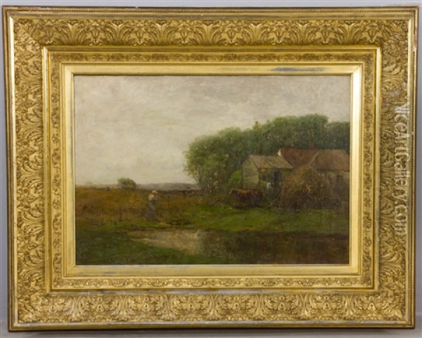 Salt Marsh Farm Oil Painting - Charles Edwin Lewis Green