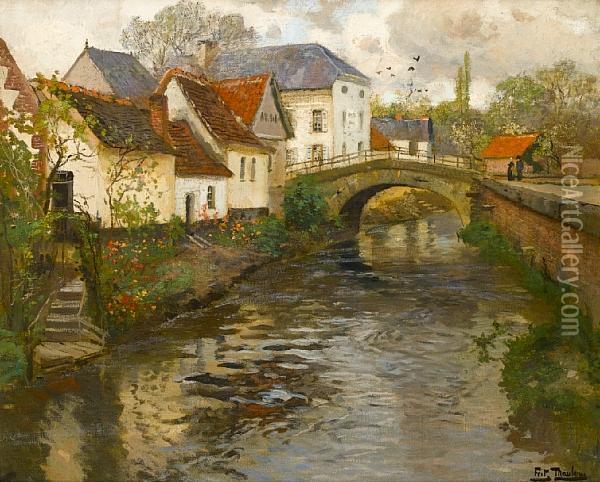 Small Town Near La Panne, Belgium, Ca.1905 Oil Painting - Fritz Thaulow