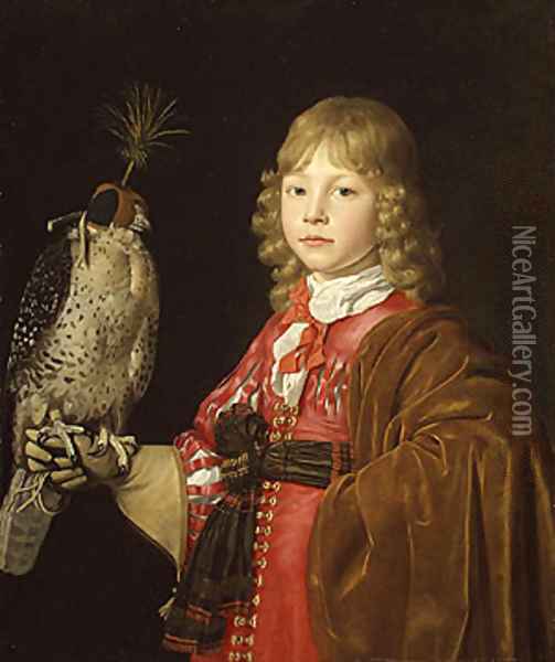 Portrait of a Boy with a Falcon Oil Painting - Wallerant Vaillant