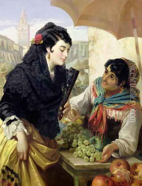 The Spanish Fruit Seller Oil Painting - Robert Kemm